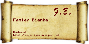 Famler Bianka névjegykártya